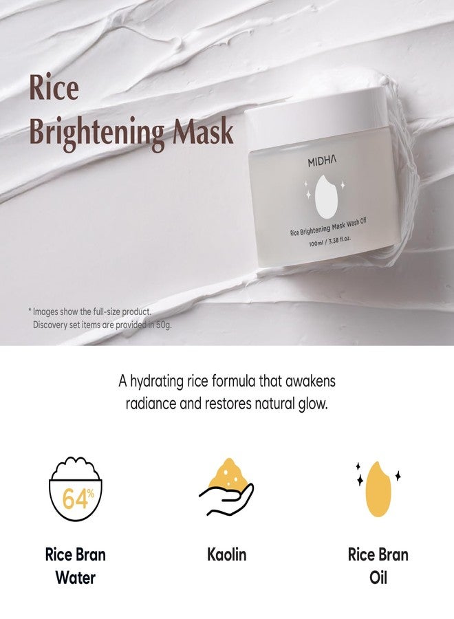 MIDHA RICE WASHOFF MASK DISCOVERY SET, 1.76oz x 3/50g, Dull Skin Care, Hydrating and Soothing, Pore Refining Treatment, Vitamin C face mask, Skincare for Travel, Mini Skincare Kit, 3-in-1 Set - Image 4